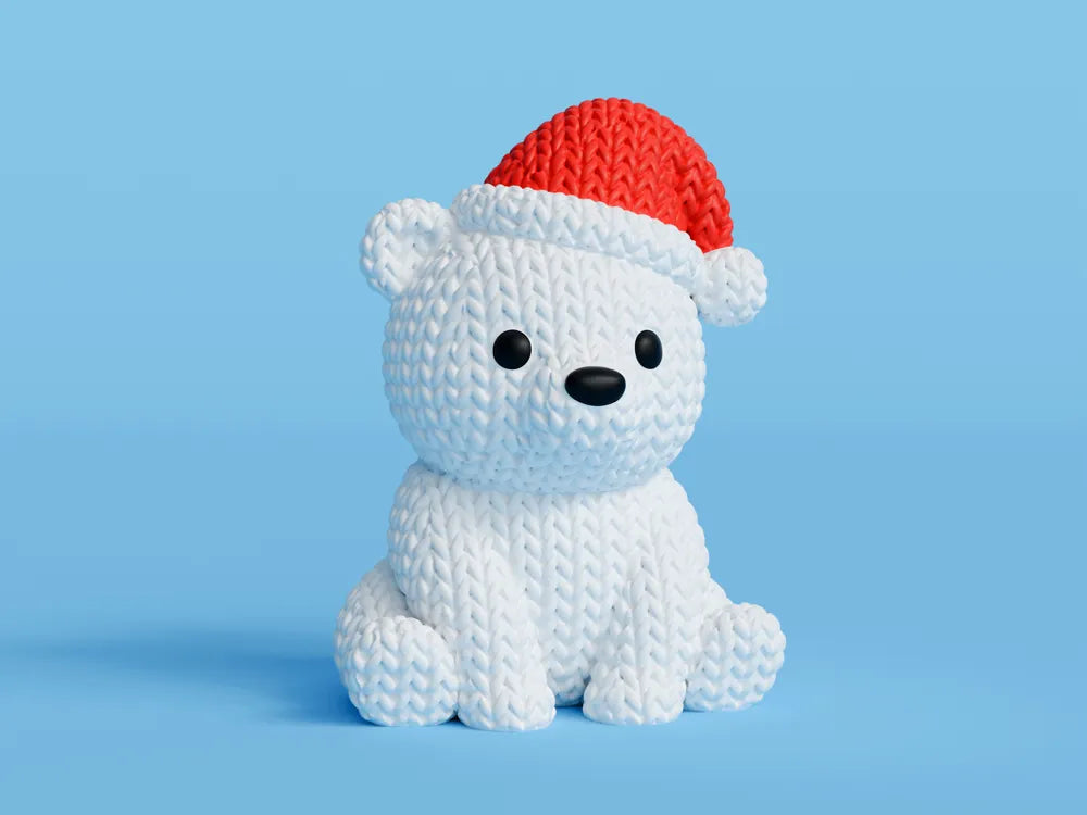 Patton  the Polar Bear in a Christmas Hat